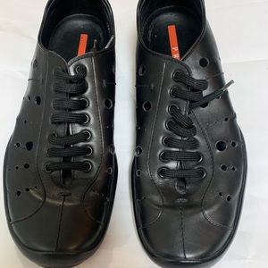 Prada Women’s Perforated Black Leather Sneakers